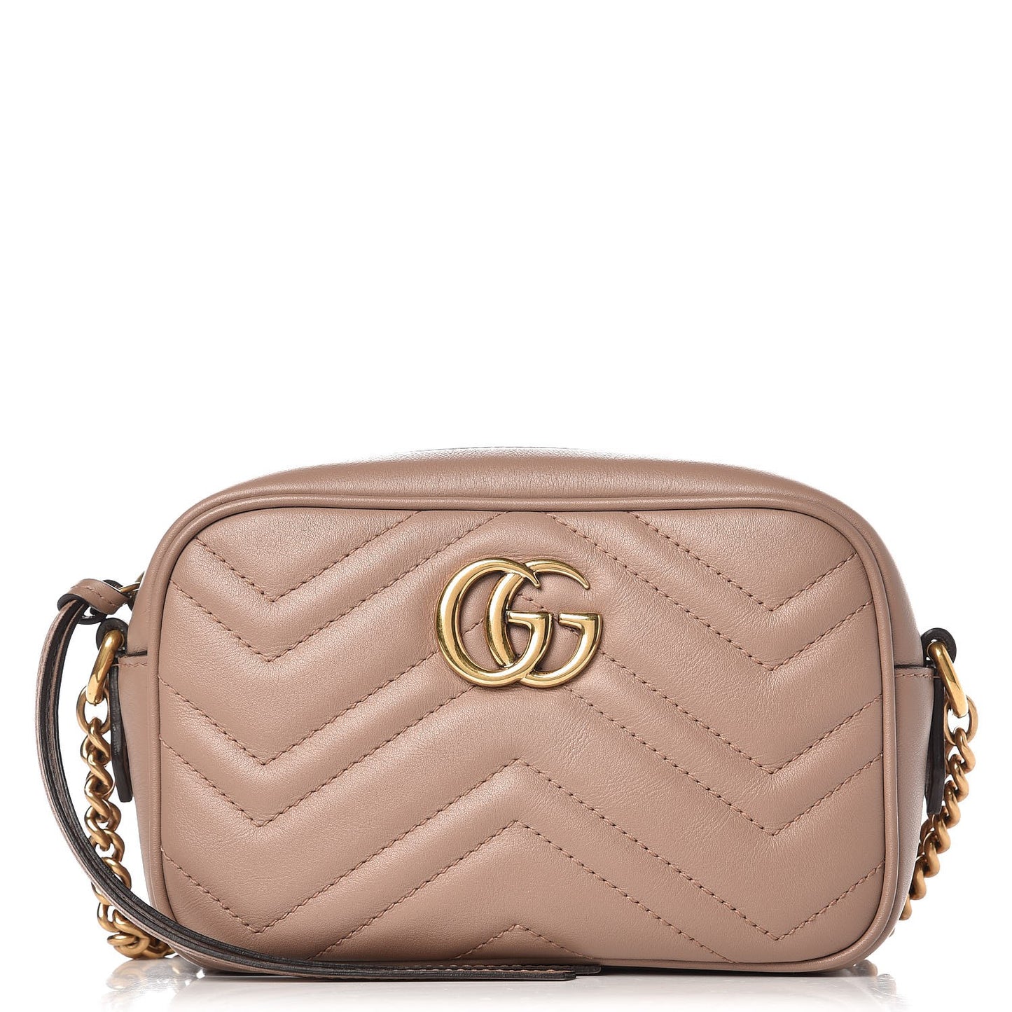 Calfskin Matelasse Mini GG Marmont Chain Shoulder Bag Nude