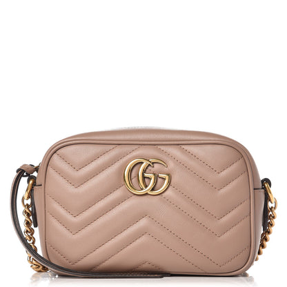 Gucci Calfskin Matelasse Mini GG Marmont Chain Shoulder Bag Nude 1 of 7