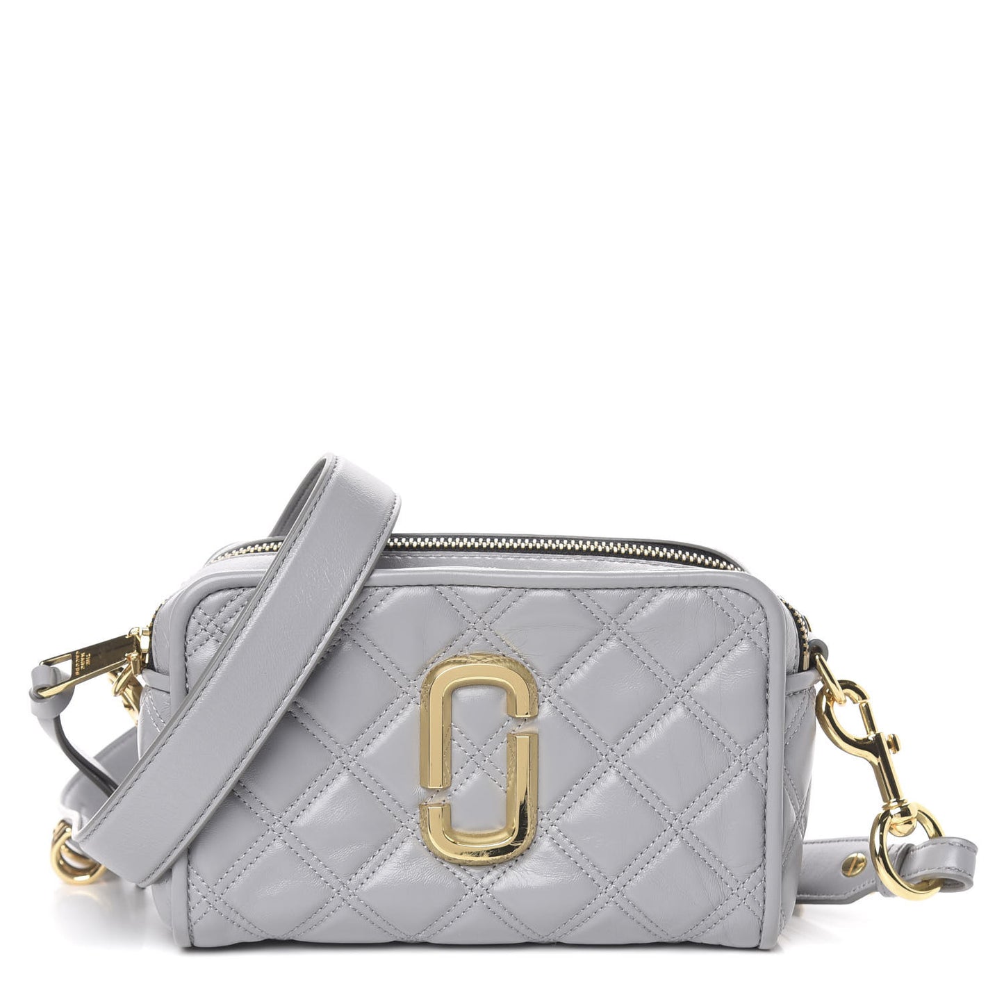 Natural Grain Calfskin Quilted The Softshot 21 Bag Grey