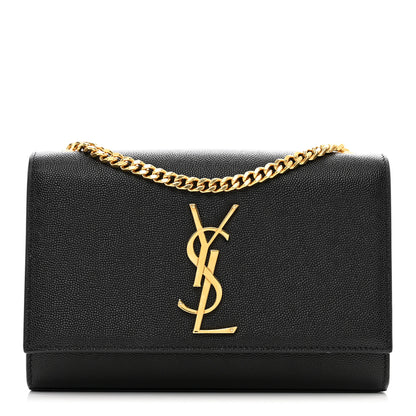 Saint Laurent Grain De Poudre Small Classic Monogram Kate Satchel Black 1 of 11