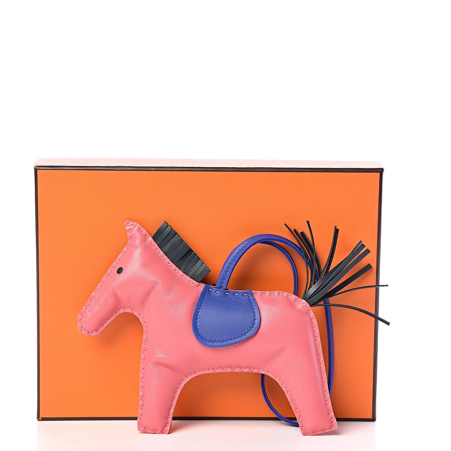 Hermes Milo Lambskin Grigri Rodeo Horse Bag Charm GM Rose Azalee Bleu Electrique Vert Cypress 8 of 8