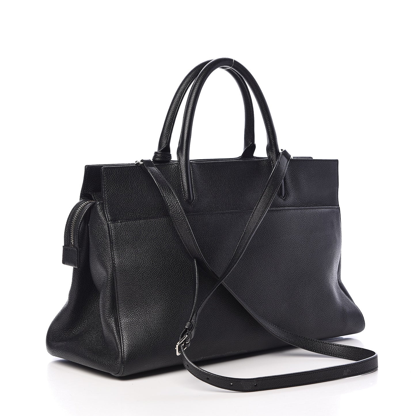 Grained Calfskin Medium Rive Gauche Cabas Black