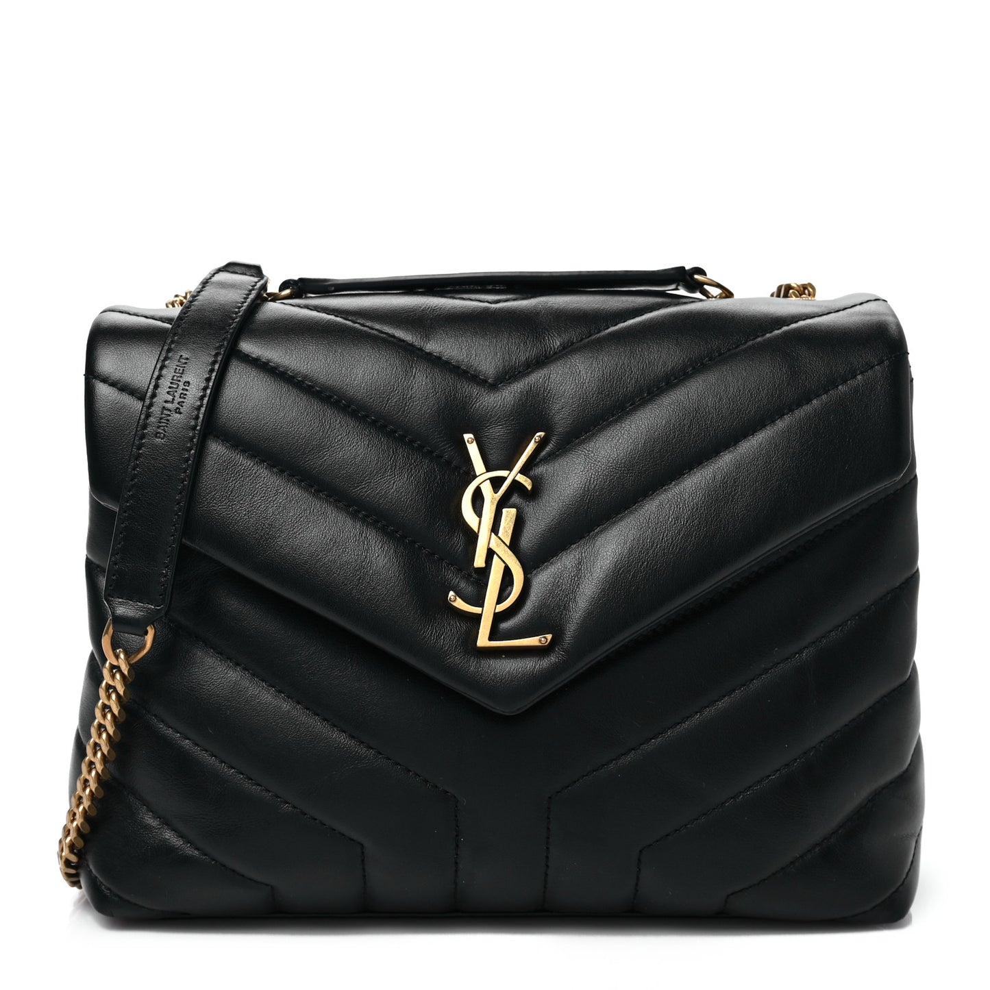 Calfskin Y Quilted Monogram Small Loulou Chain Satchel Black