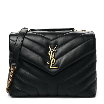 Saint Laurent Calfskin Y Quilted Monogram Small Loulou Chain Satchel Black 1 of 7