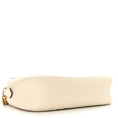 Gucci Calfskin Matelasse Small GG Marmont Chain Shoulder Bag White 4 of 11
