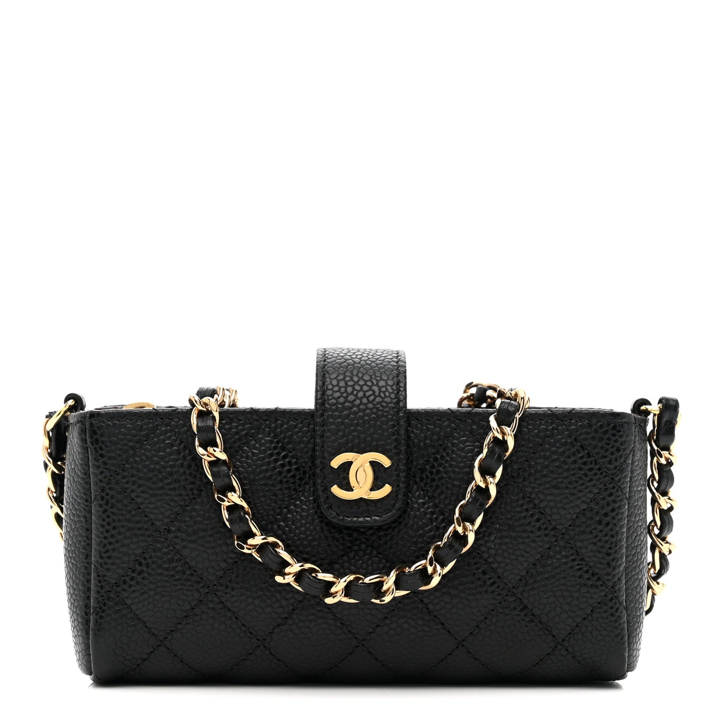 Caviar Quilted Phone Holder Black