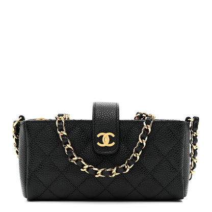 Chanel Caviar Quilted Phone Holder Black 1 of 12