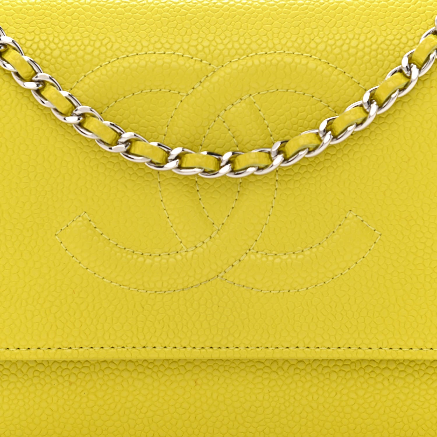 Chanel Caviar Timeless CC Wallet on Chain WOC Yellow 9 of 12
