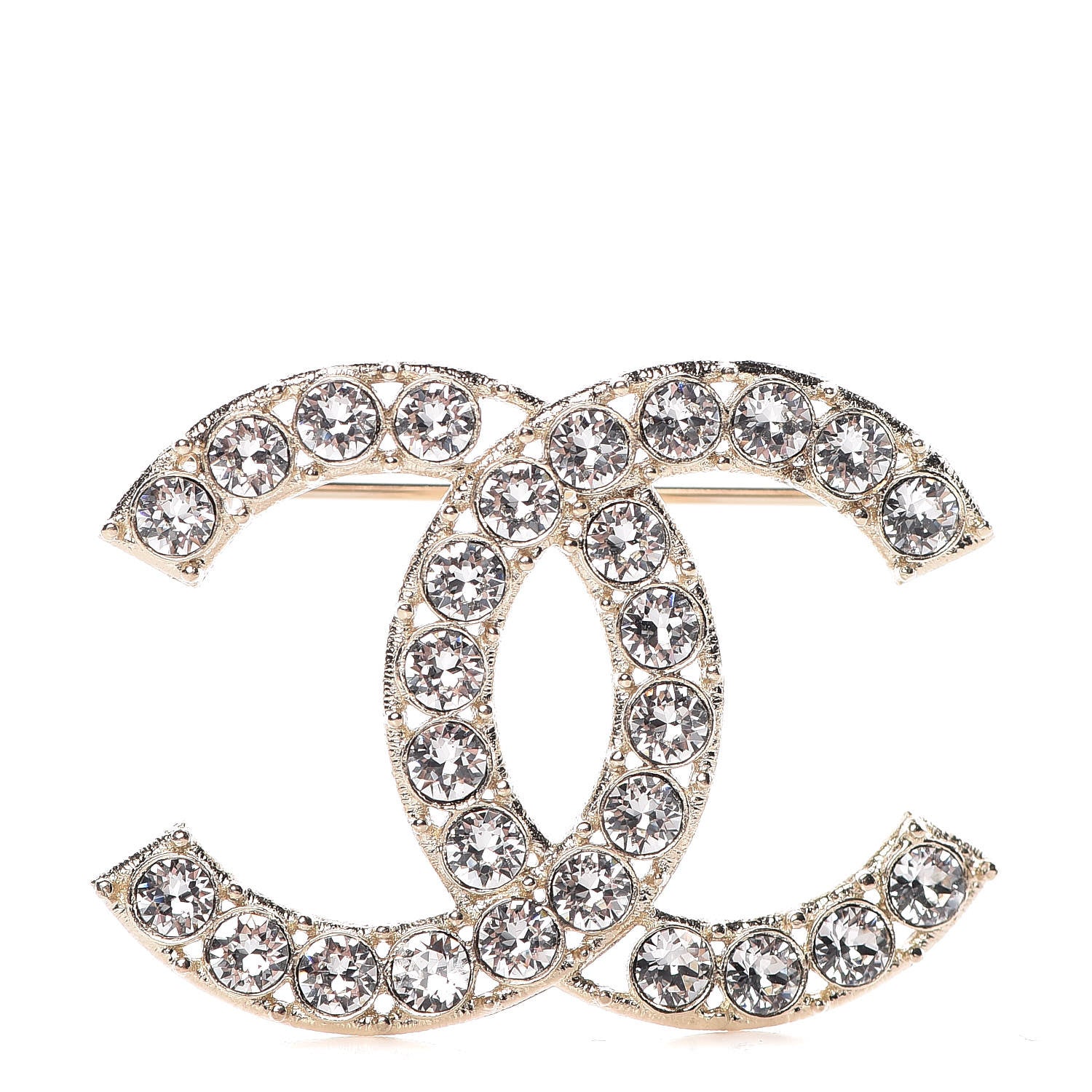 Chanel Crystal CC Brooch Gold 1 of 5