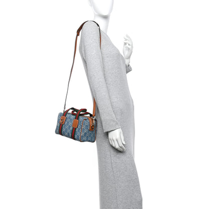 Gucci GG Denim Calfskin Web Mini GG Top Handle Bag Light Blue White 2 of 9
