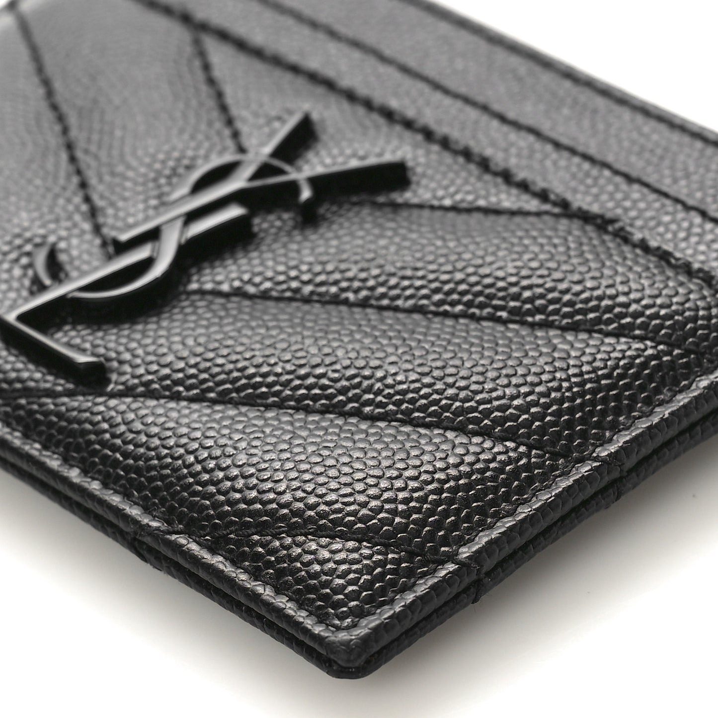 Grain De Poudre Matelasse Chevron Monochrome Monogram Credit Card Case Black