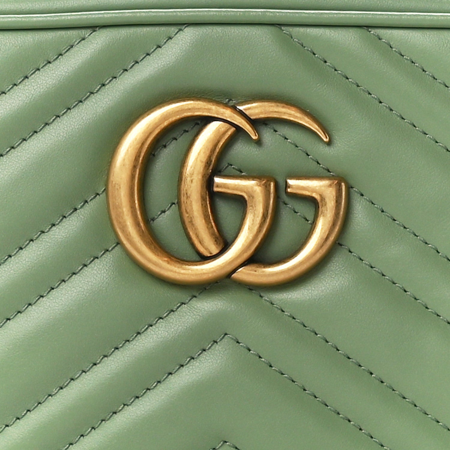 Gucci Calfskin Matelasse Chevron Small GG Marmont Chain Shoulder Bag Salamander Green 8 of 10
