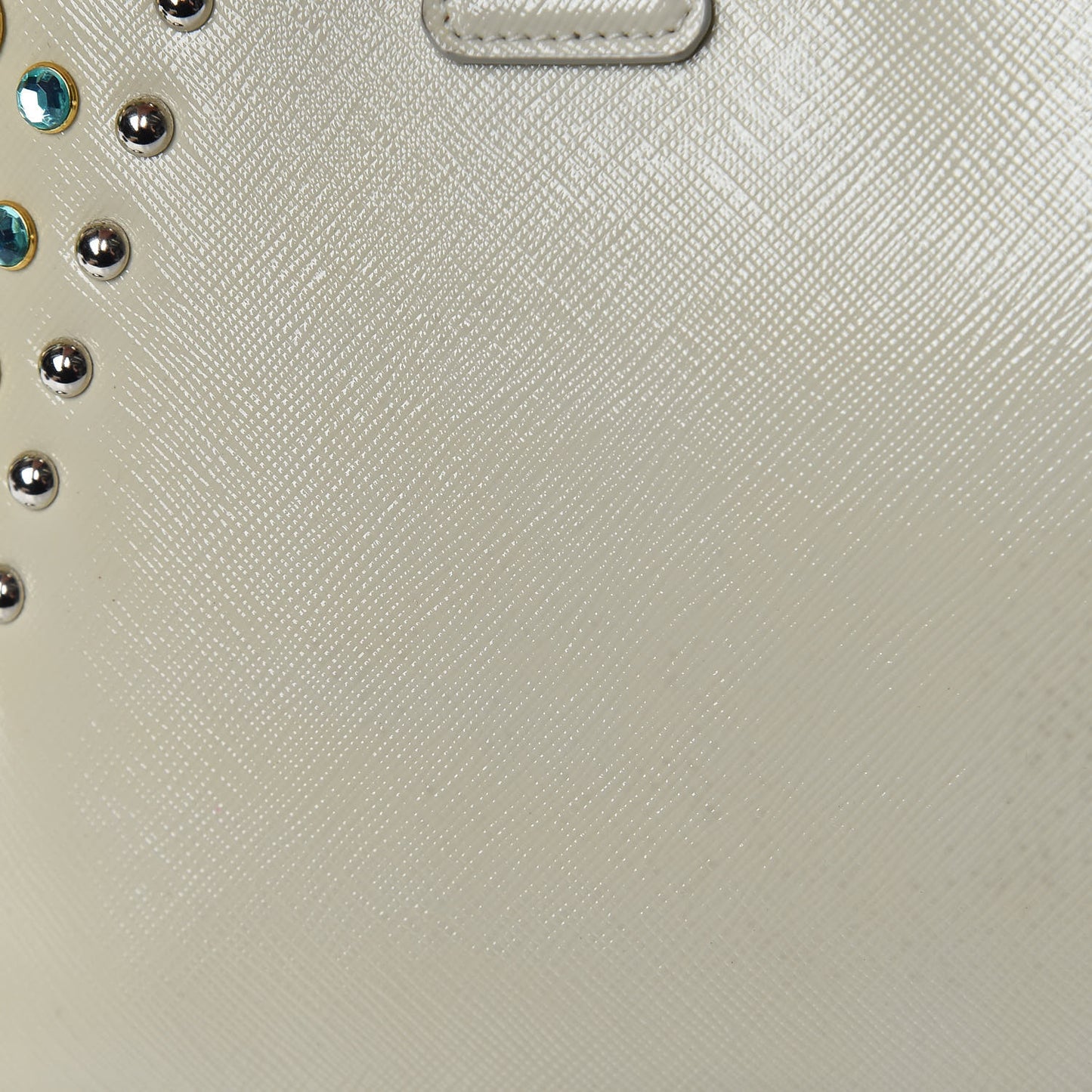 Saffiano Vernice Crystal Pyramid Bag Talco