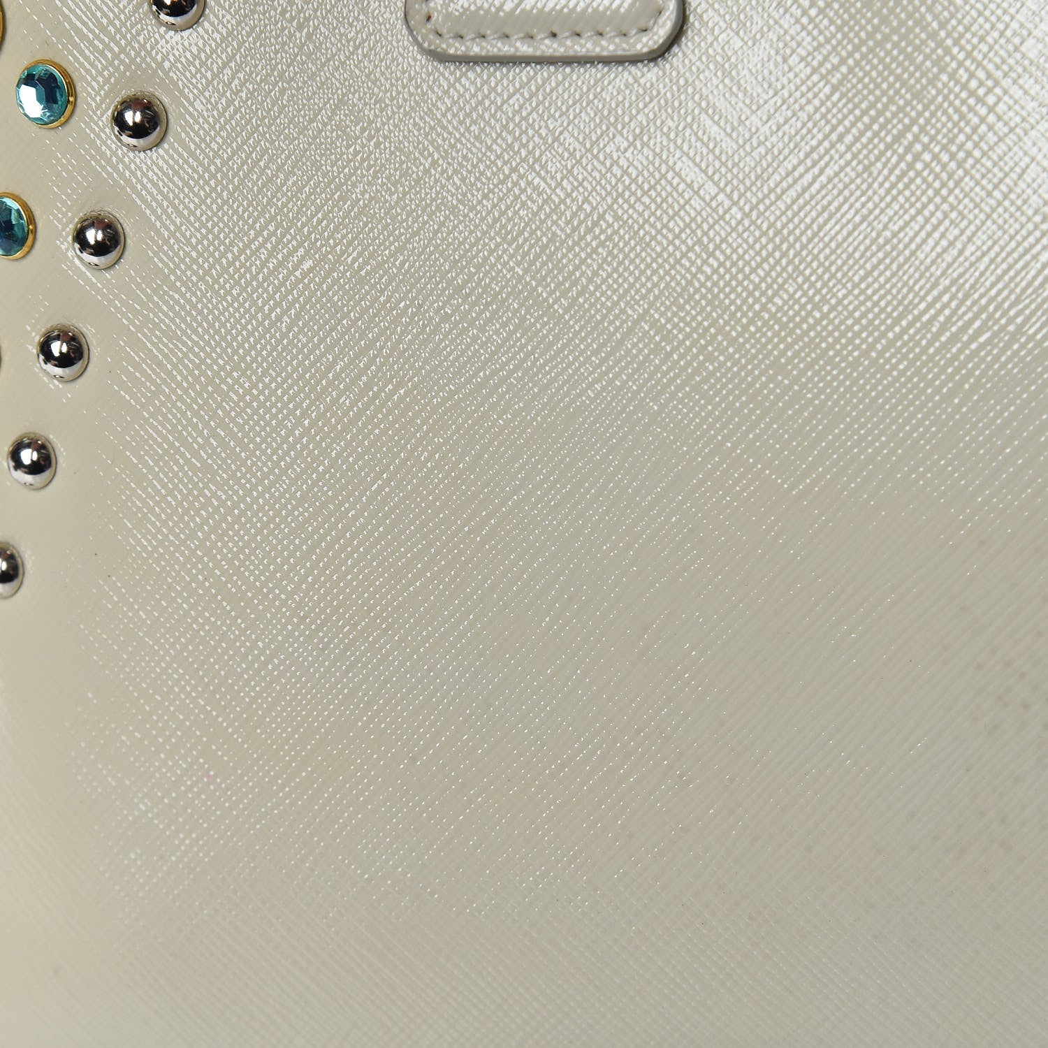 Prada Saffiano Vernice Crystal Pyramid Bag Talco 12 of 17