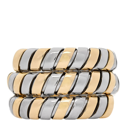 Bulgari 18K Yellow Gold Stainless Steel Spiga Tubogas Ring 53 6.25 1 of 5