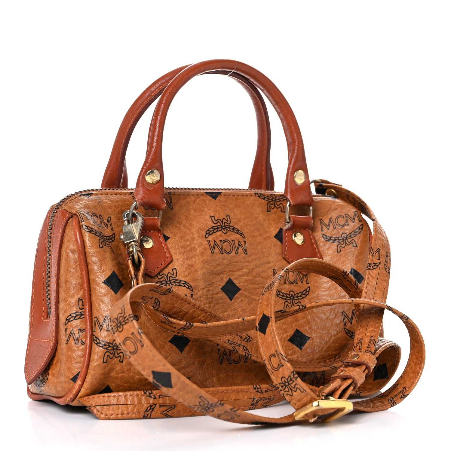 MCM Visetos Mini Boston Bag Cognac 2 of 28