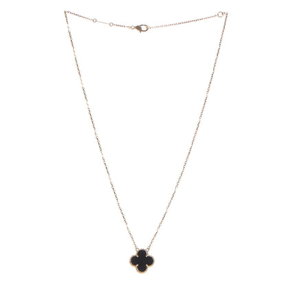 Van Cleef & Arpels 18K Yellow Gold Black Onyx Vintage Alhambra Pendant Necklace 3 of 8