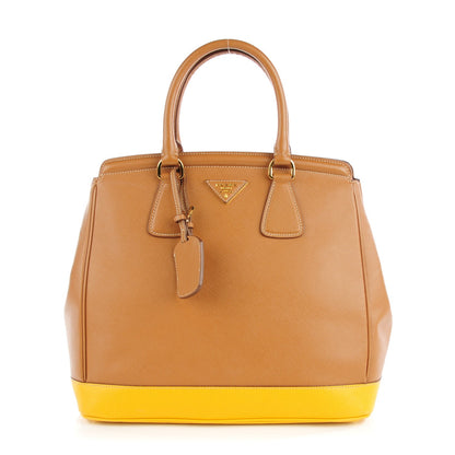 Prada Saffiano Lux Bi-Color Parabole Tote Caramel Mimosa 1 of 11