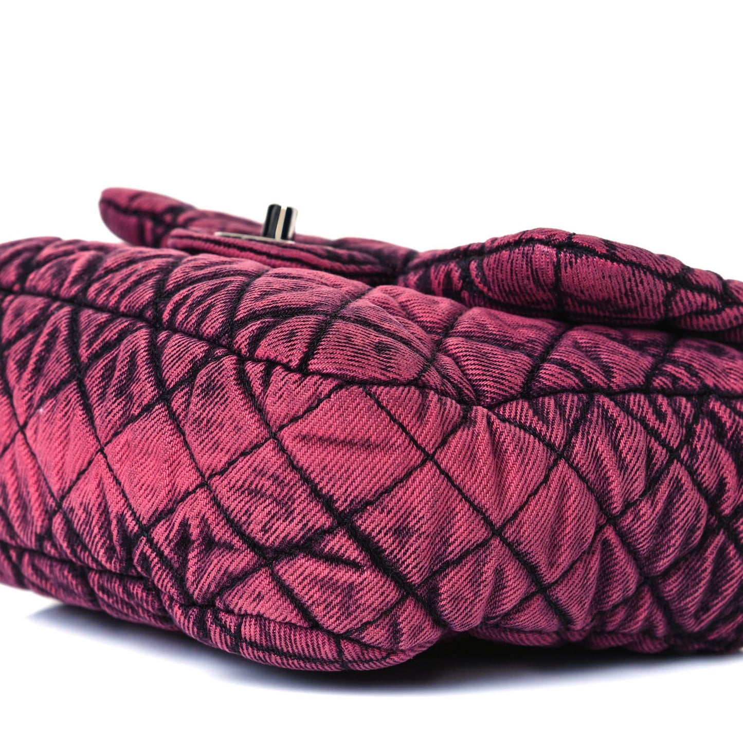 Washed Denim Quilted Small Denimpression Flap Red Black