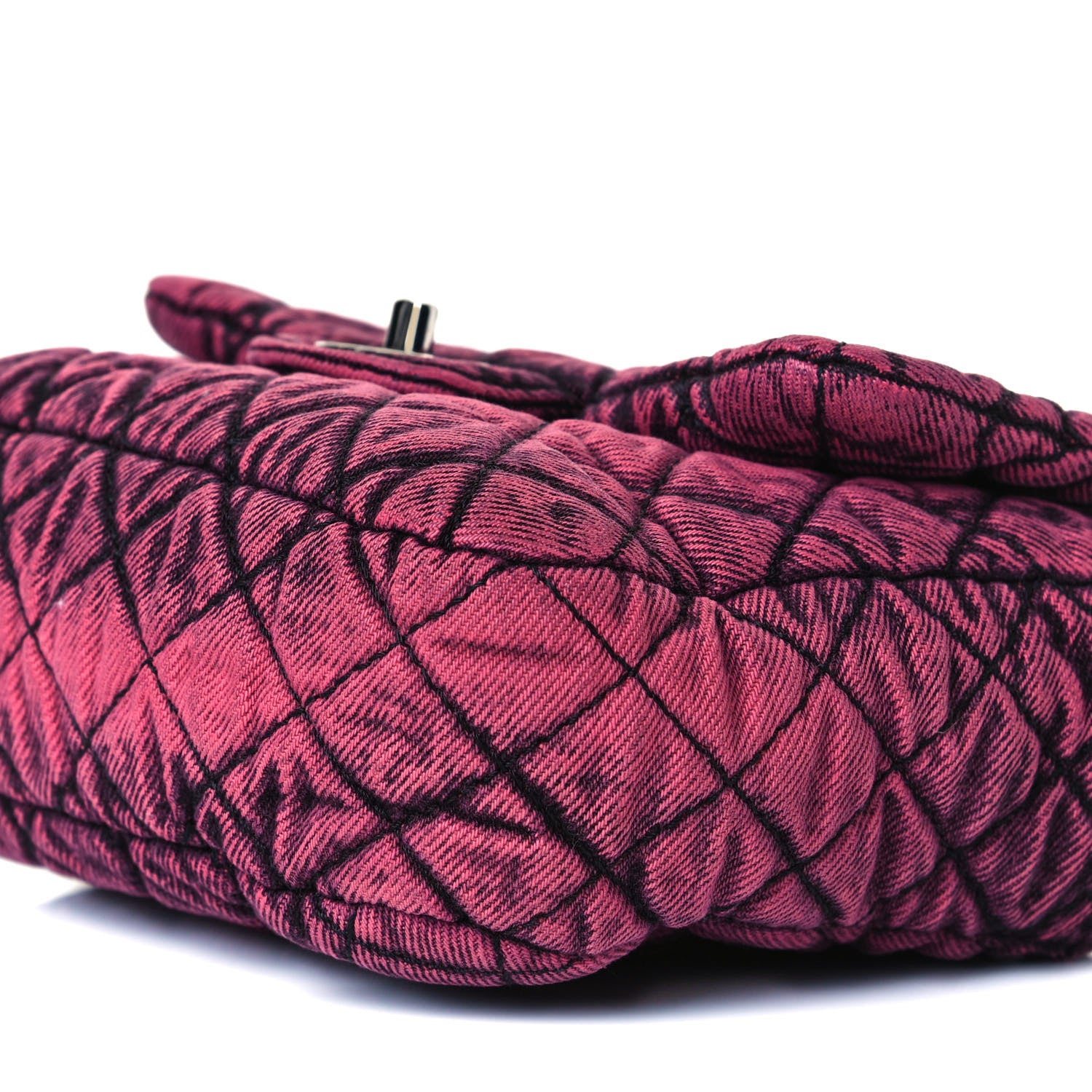 Chanel Washed Denim Quilted Small Denimpression Flap Red Black 10 of 12