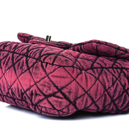 Chanel Washed Denim Quilted Small Denimpression Flap Red Black 10 of 12