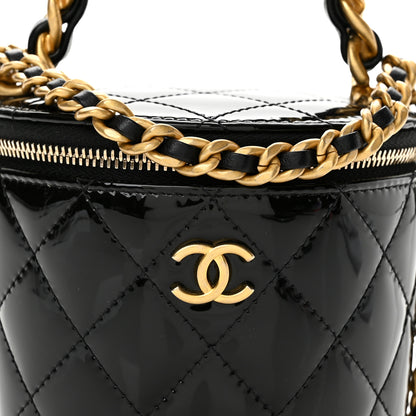 Chanel Patent Quilted Afternoon Tea Top Handle Vanity Case With Chain Black 8 of 12