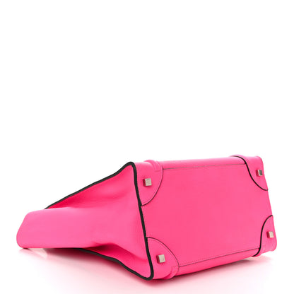 Celine Drummed Calfskin Mini Luggage Fluo Pink 4 of 11