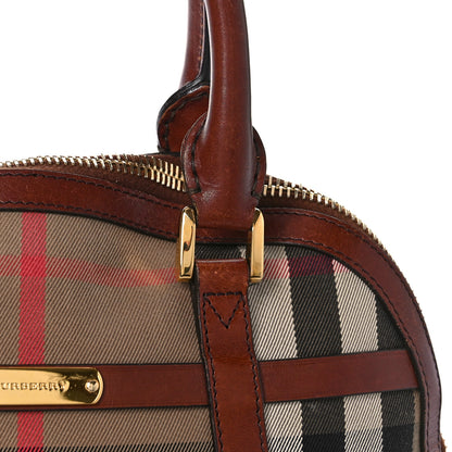 Burberry Bridle Calfskin House Check Small Orchard Bowling Bag Dark Tan 10 of 15