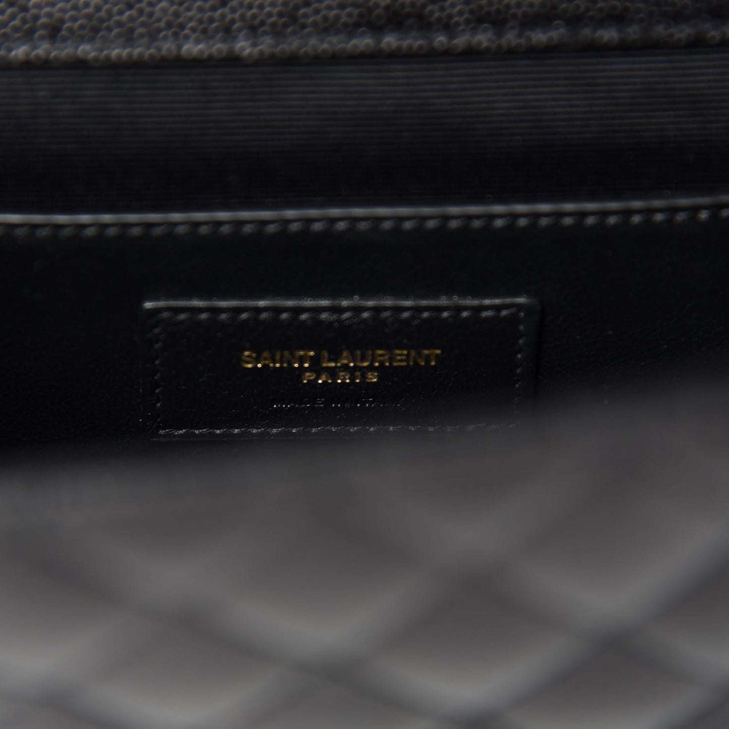 Grain De Poudre Textured Mixed Matelasse Triquilt Small Monogram Satchel Black