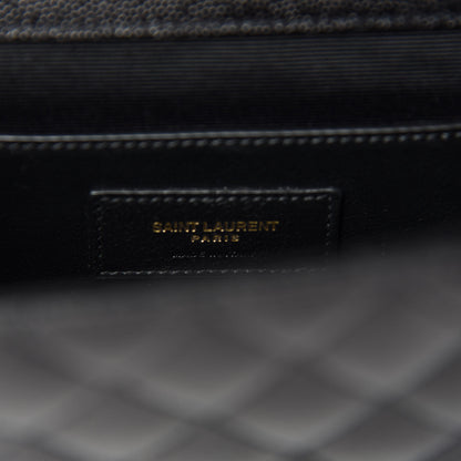 Saint Laurent Grain De Poudre Textured Mixed Matelasse Triquilt Small Monogram Satchel Black 8 of 10