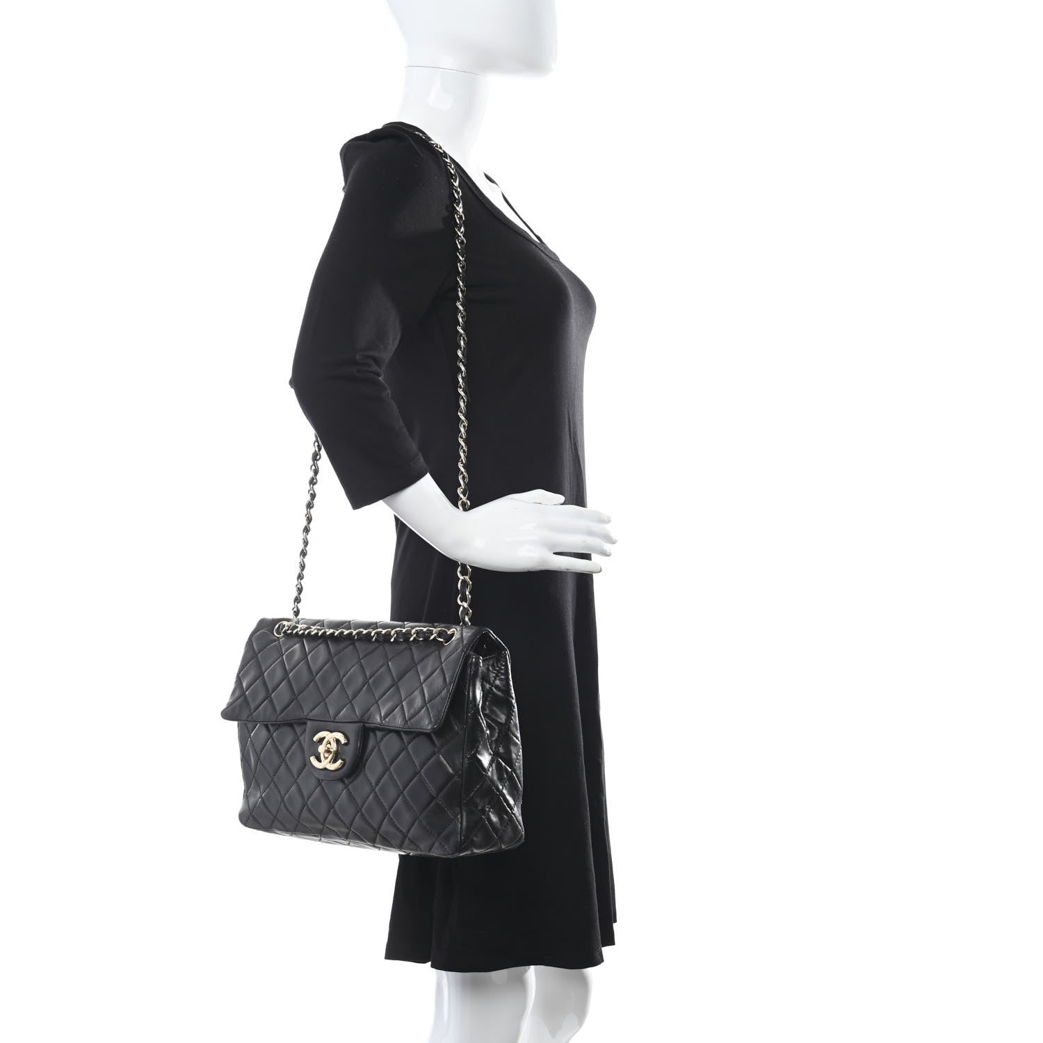 Chanel Washed Lambskin Quilted Maxi Single Flap Black 2 of 11