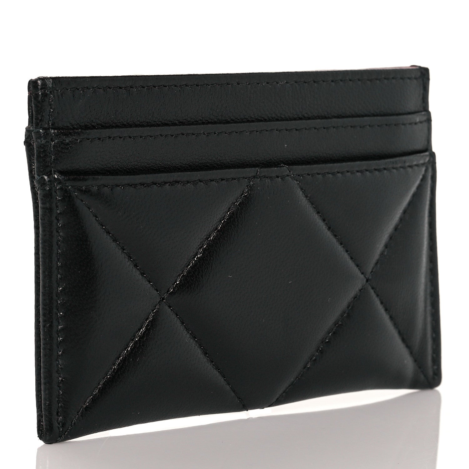 Chanel Lambskin Quilted Chanel 19 Card Holder Black 3 of 12