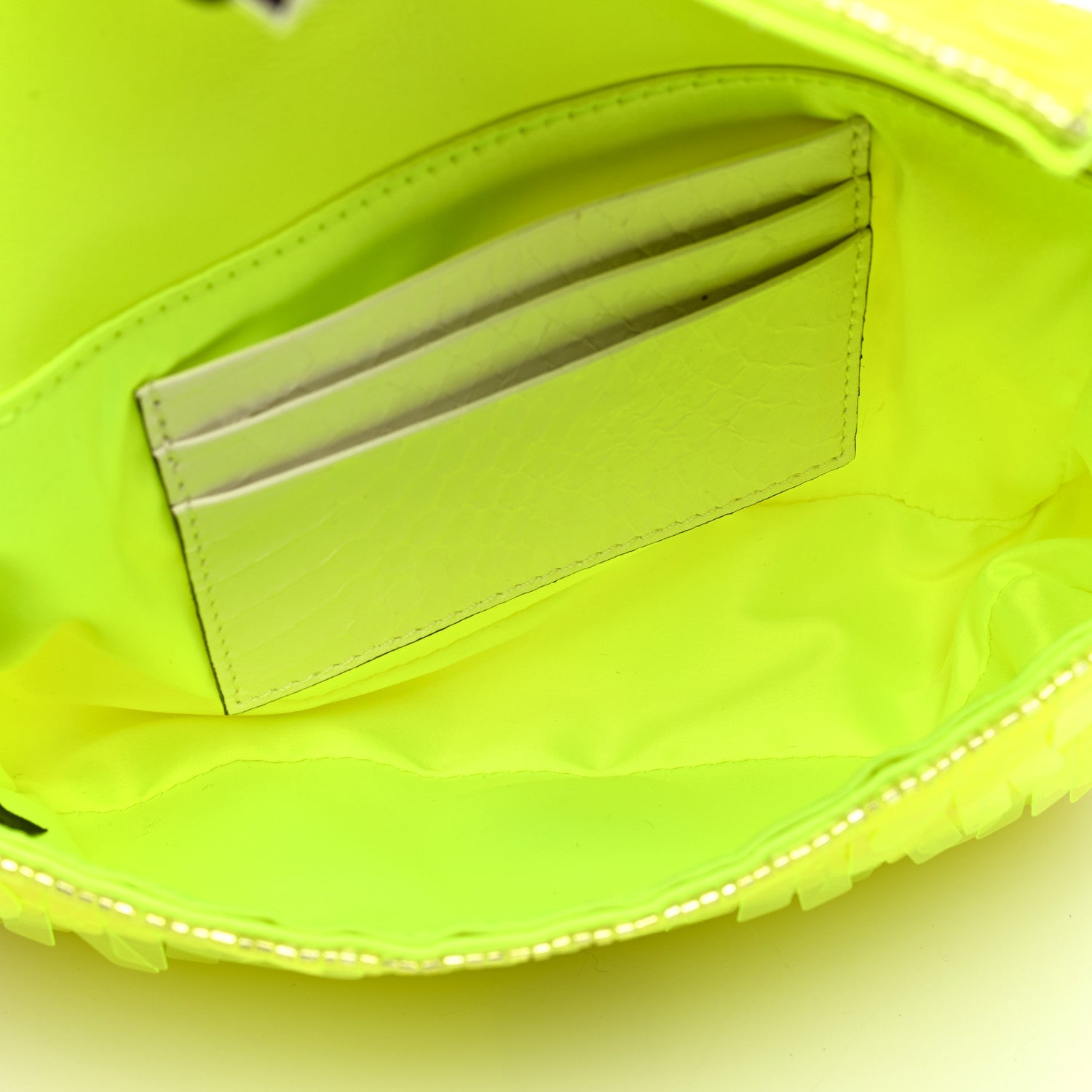 Fendi Transparent Paillettes Elaphe Mini Baguette Yellow Fluo Avorio 5 of 10