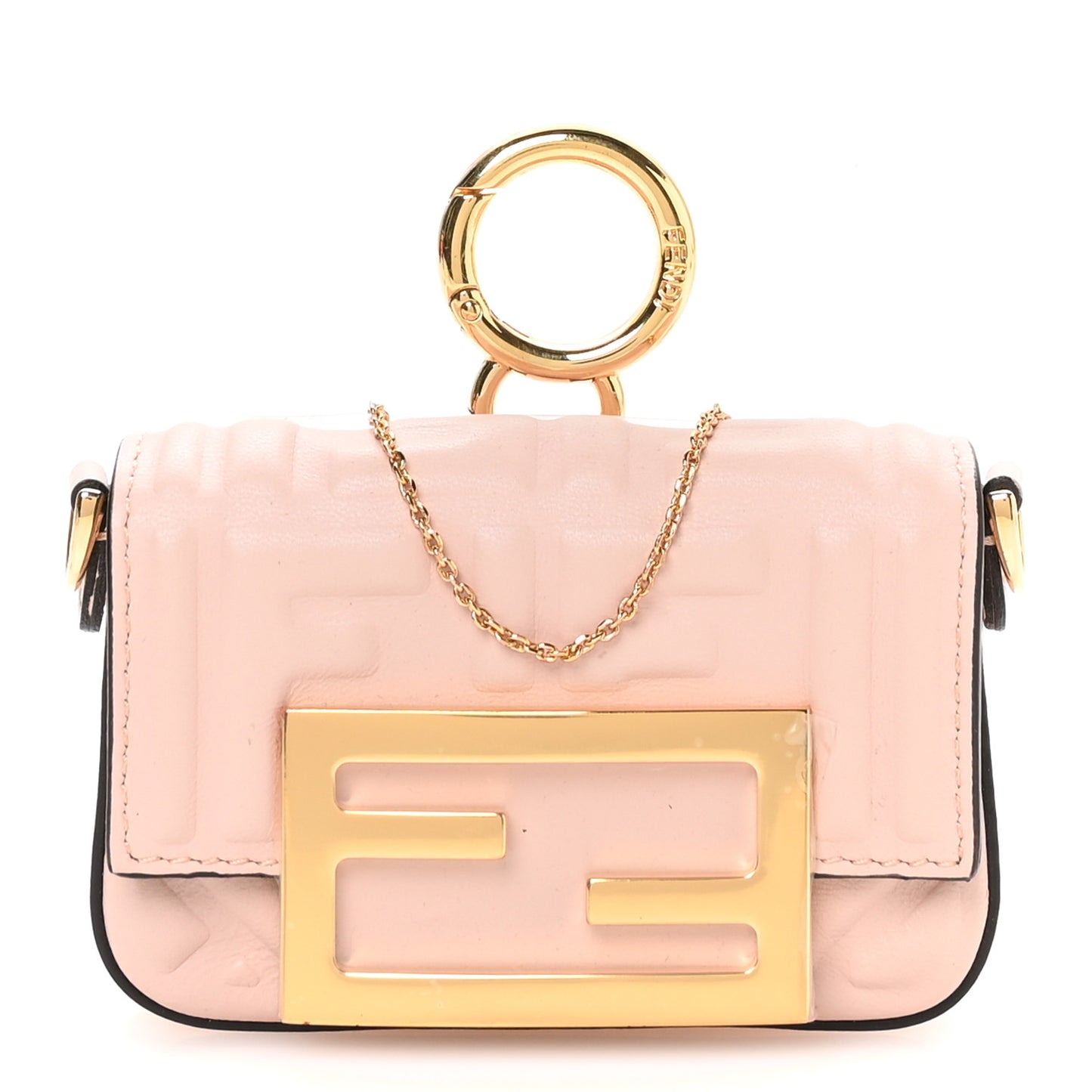 Nappa Matisse FF Embossed Nano Maxi Buckle Baguette Charm Rosa Quarzo