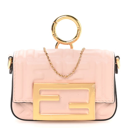 Fendi Nappa Matisse FF Embossed Nano Maxi Buckle Baguette Charm Rosa Quarzo 1 of 10