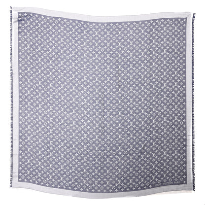 Louis Vuitton Wool Silk Monogram Denim Shawl Blue 1 of 5