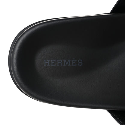 Hermes Canvas Calfskin Mens Chypre Sandals 44 Kaki Black 7 of 8
