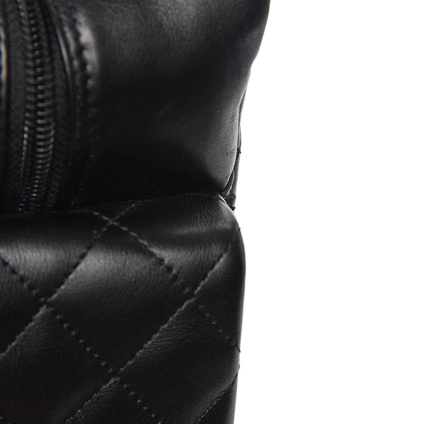 Calfskin Quilted Large Cambon Multipocket Reporter Black White