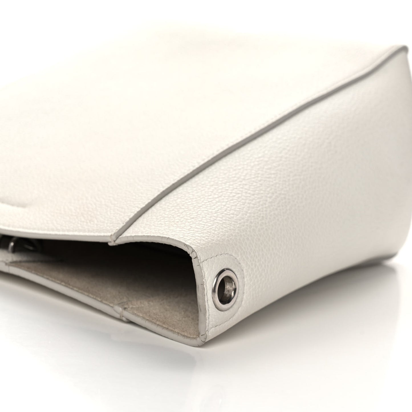 Soft Grained Calfskin Small Sangle Bucket Bag White