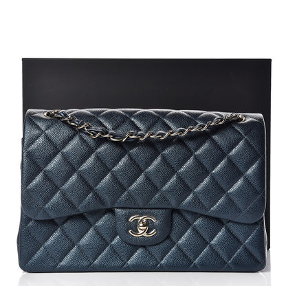 Chanel Iridescent Caviar Quilted Jumbo Double Flap Dark Blue 10 of 10
