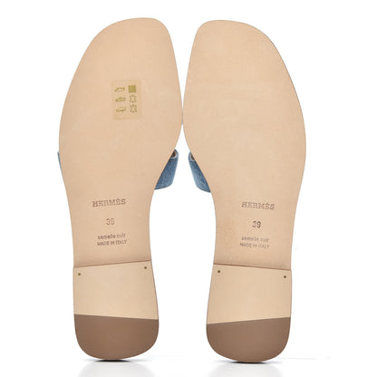 Hermes Denim Canvas Oran Sandals 39 Bleu Clair 5 of 9