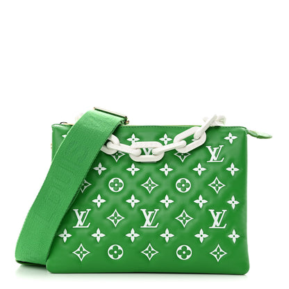 Louis Vuitton Lambskin Embossed Monogram LV Match Coussin PM Green White 1 of 11