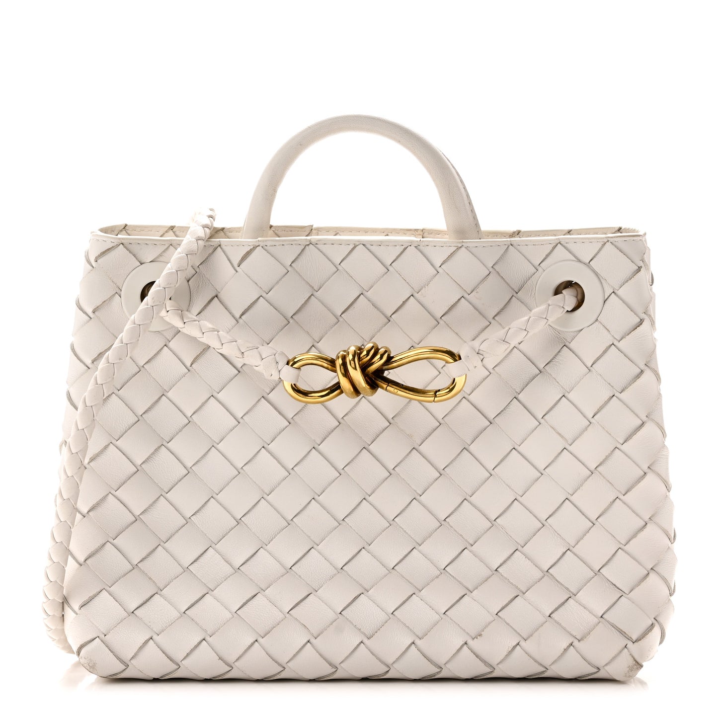 Nappa Intrecciato Small Andiamo Shoulder Bag White