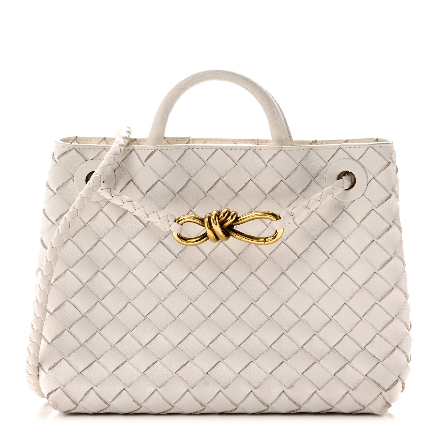 Bottega Veneta Nappa Intrecciato Small Andiamo Shoulder Bag White 1 of 9