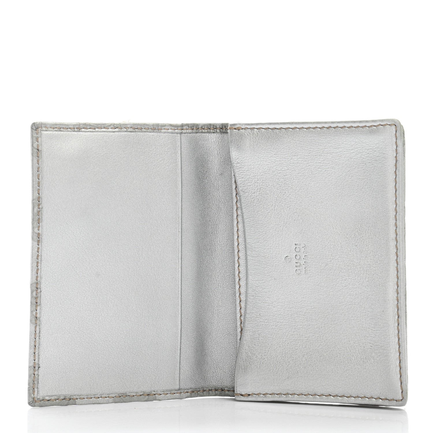 Gucci Metallic Guccissima Interlocking G Flap Card Case Silver 5 of 10