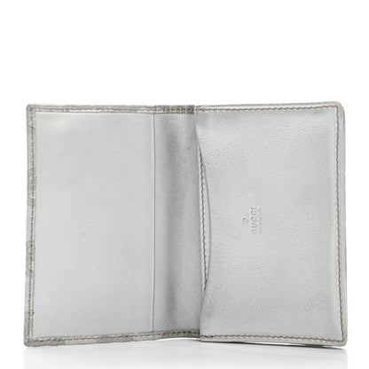 Gucci Metallic Guccissima Interlocking G Flap Card Case Silver 5 of 10