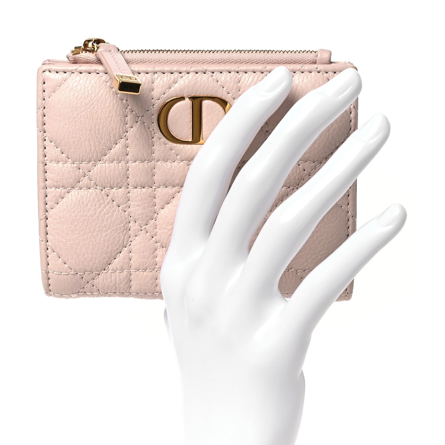 Grained Calfskin Supple Cannage Caro Dahlia Wallet Powder Pink