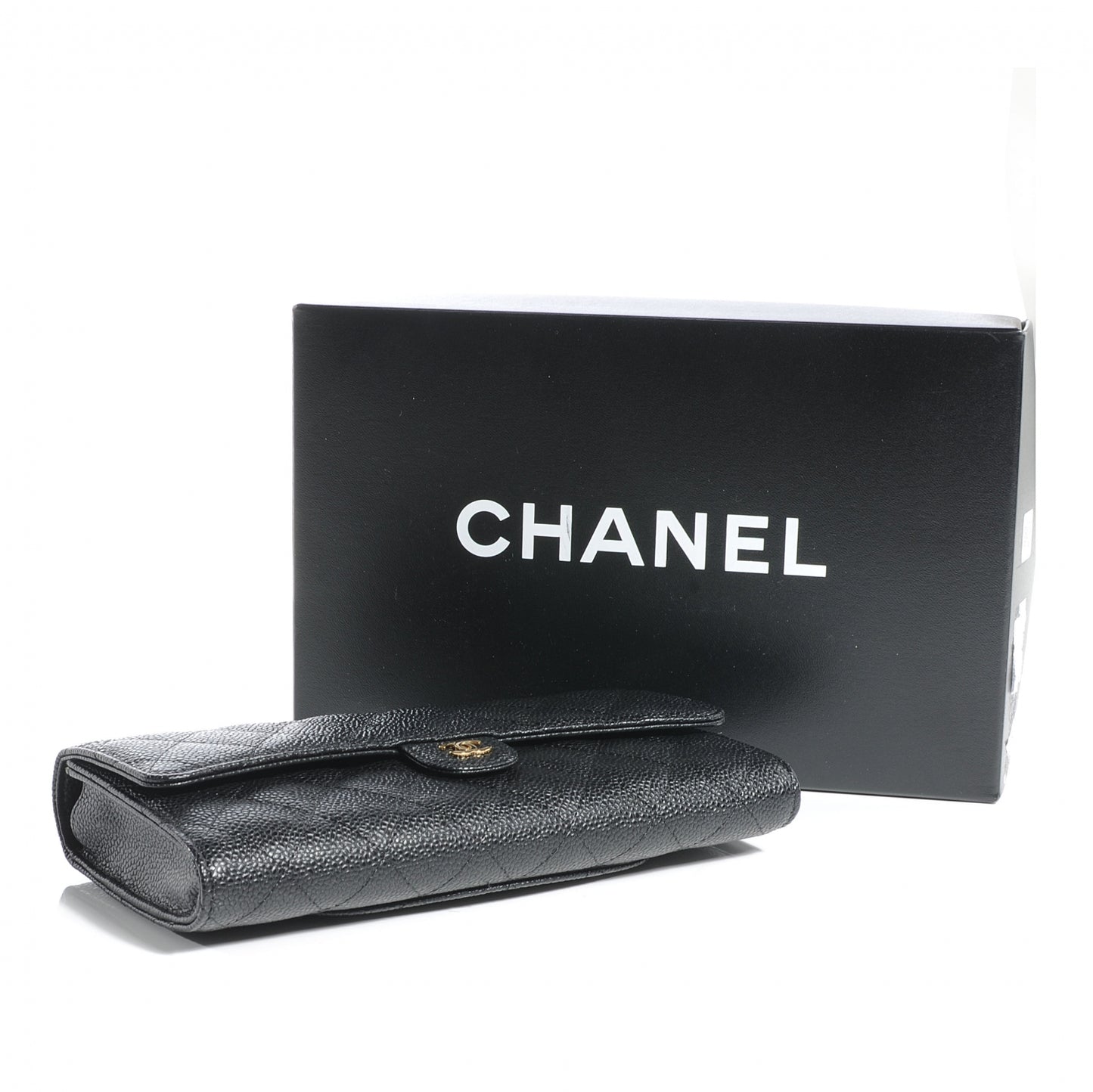 Caviar Quilted Travel Wallet Black