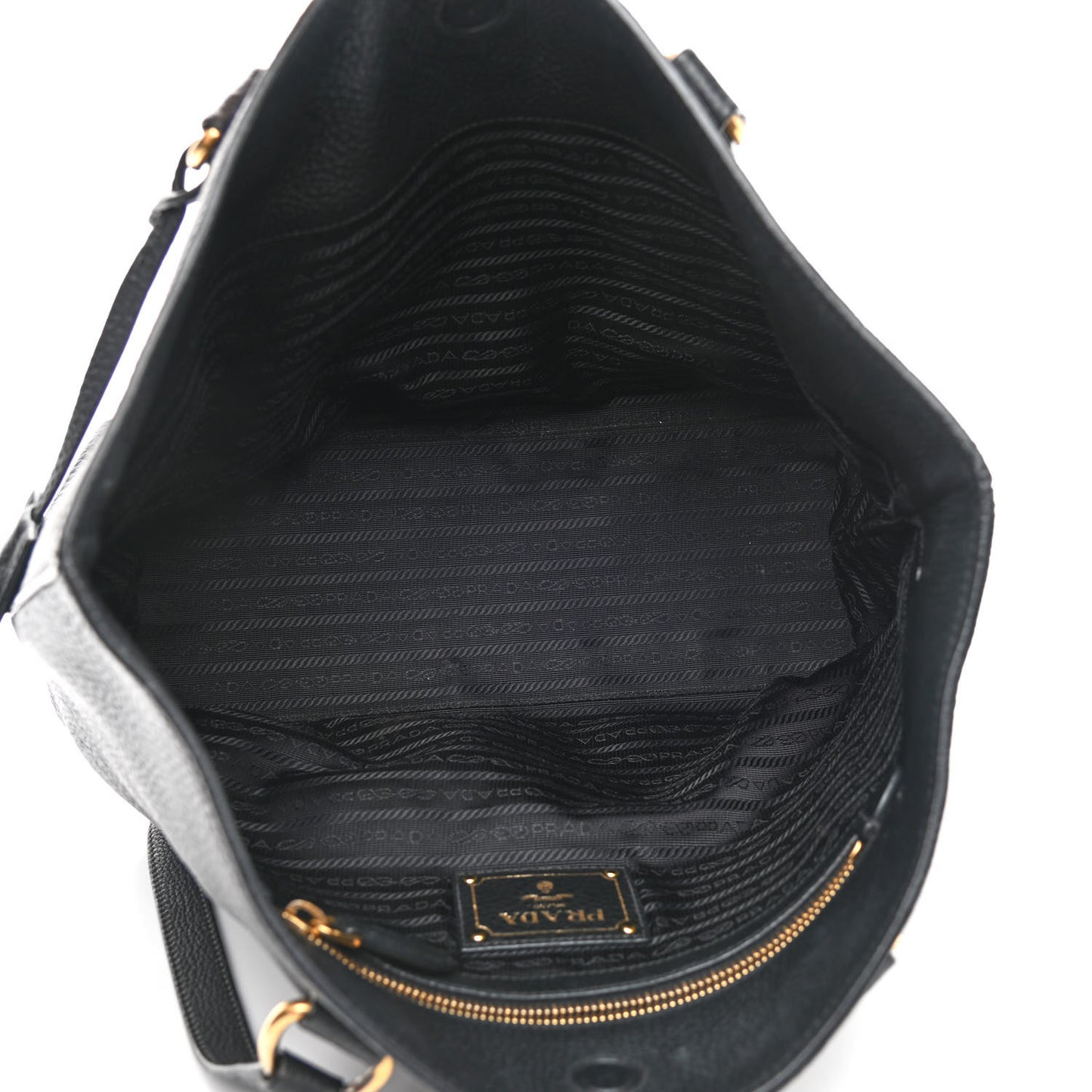 Vitello Phenix Embossed Logo Tote Black