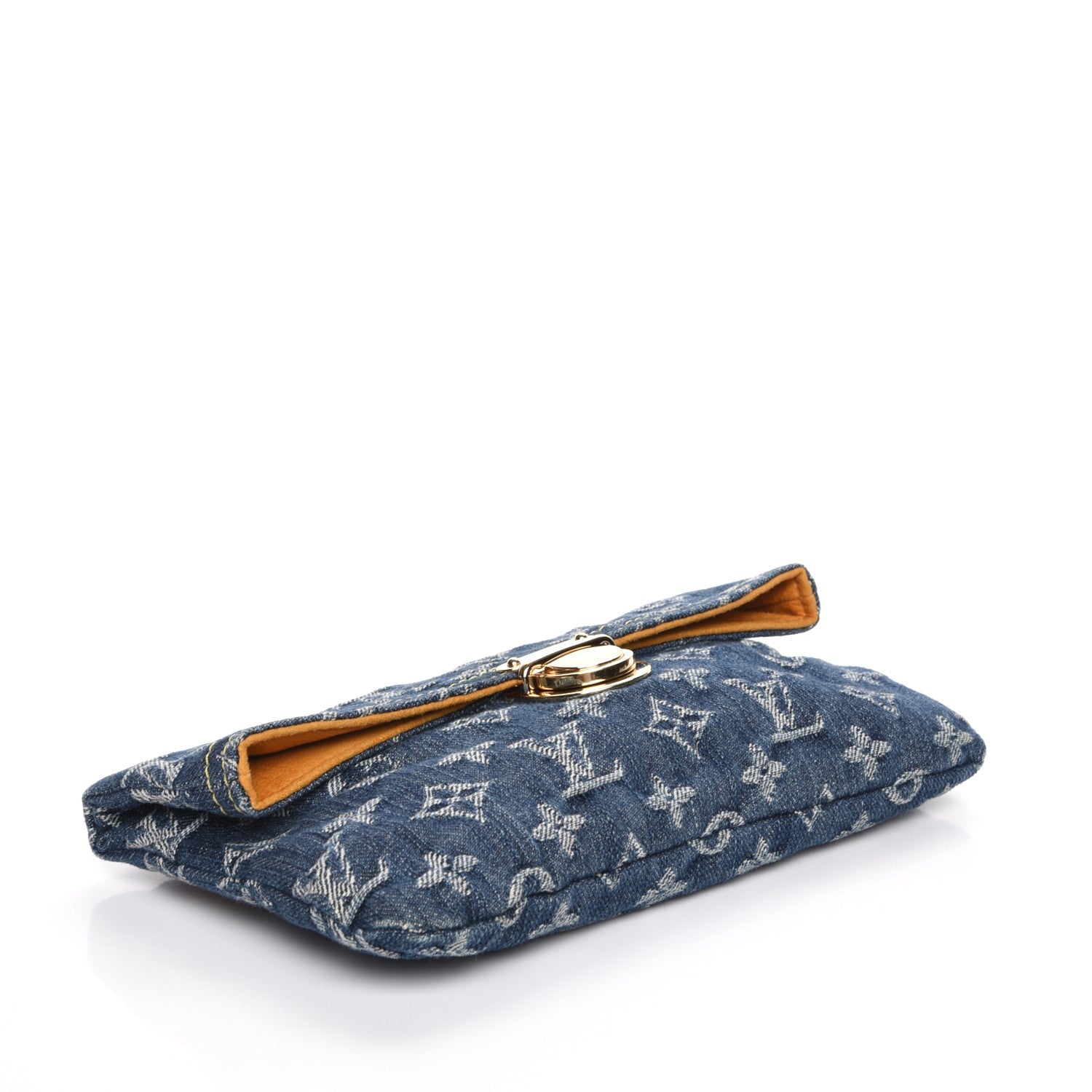 Louis Vuitton Monogram Denim Pochette Plat Clutch Blue 4 of 7